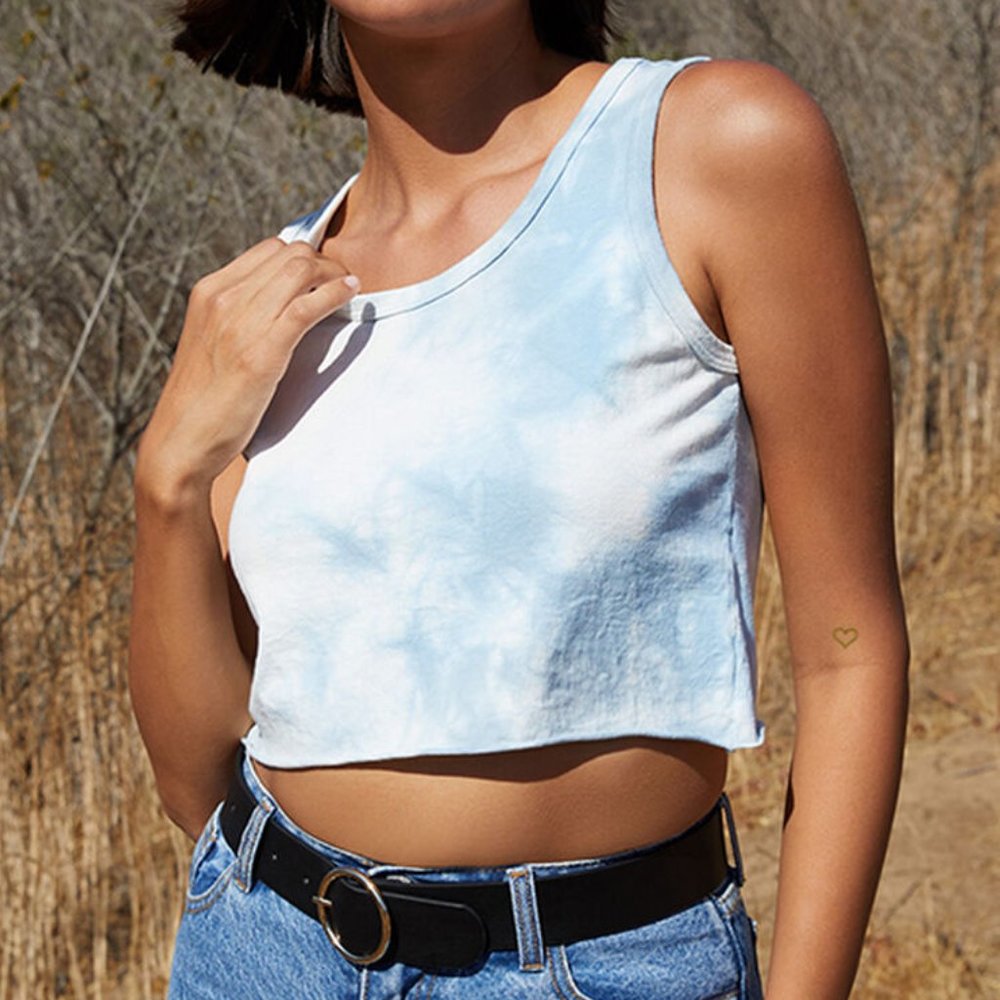 John Galt White & Blue Cloud Dye Connor Tank Top